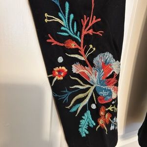 JOHNNY WAS Ariel leggings - Black with deep, rich colored embroidery!
